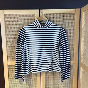 Madewell Women’s XXS Striped Turtleneck w/ Flare Sleeves